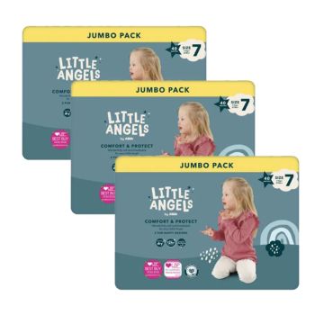 Little Angels Comfort & Protect – Размер 7, 3×40 бр. (120 бр.) | Jumbo Pack комплект, 12 часа сухота, нежни към кожата, оригинален UK внос