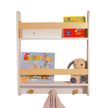 Стенна Детска Етажерка GINGER HOME – Бяла, с Рафтове и Закачалки