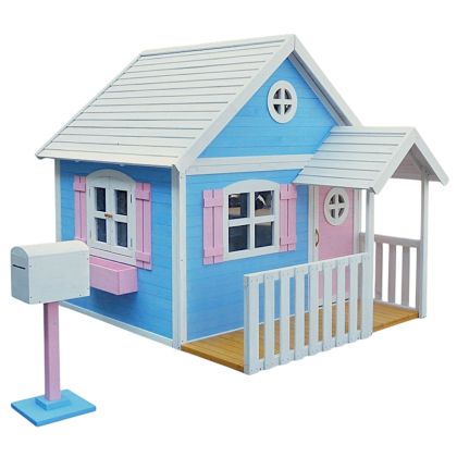 Голяма Дървена Детска Къща с Веранда GINGER HOME, 194x229x210 см, за Игри и Забавления на Открито