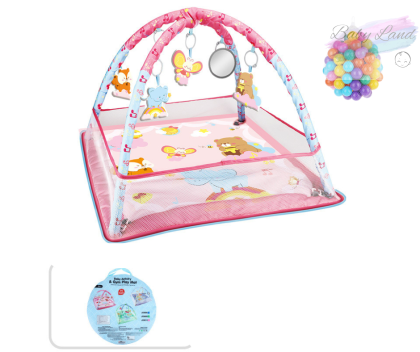 Бебешка активна гимнастика 3в1 – постелка и кът за игра + ПОДАРЪК Топки за игра