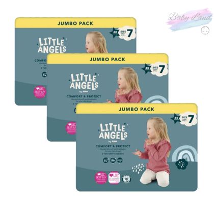 Little Angels Comfort & Protect – Размер 7, 3×40 бр. (120 бр.) | Jumbo Pack комплект, 12 часа сухота, нежни към кожата, оригинален UK внос