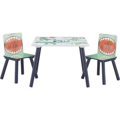 Детска Маса със Столчета GINGER HOME за Рисуване, Игра, Хранене, Дървена, DINOSAUR