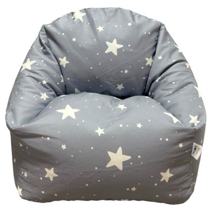 Детски Пуф Кресло GINGER HOME Little Stars, 100% Памук, Сив Барбарон Със Звезди, 55x44x55 см