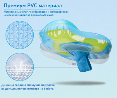 Бебешки пояс със сенник за плуване (6–36 месеца) | UV защита UPF 50+, стабилен и безопасен надуваем пояс с облегалка и регулируеми колани – подходящ за море, басейн и надуваем басейн, летен хит на супер цена