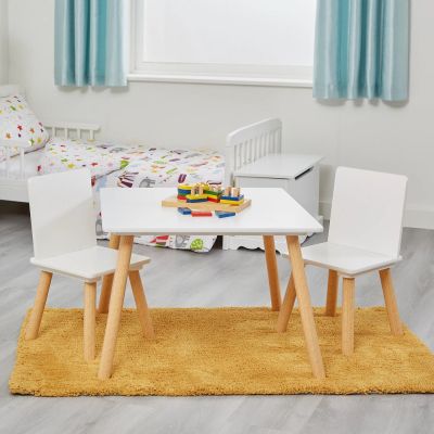 Детска Маса с 2 Столчета GINGER HOME Комплект от Дърво, Бяла