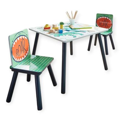 Детска Маса със Столчета GINGER HOME за Рисуване, Игра, Хранене, Дървена, DINOSAUR