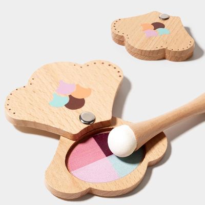 Детски Дървен Козметичен Комплект GINGER HOME, Гримове за Ролева Игра, Чантичка, Монтесори