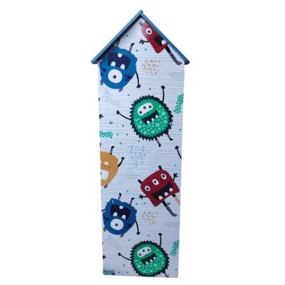 Детска етажерка GINGER HOME - Къщичка MONSTER, Синя за съхранение на играчки и книжки