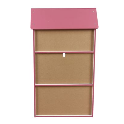 Детска етажерка GINGER HOME - Къщичка SUPER GIRL, Розова за съхранение на играчки и книжки