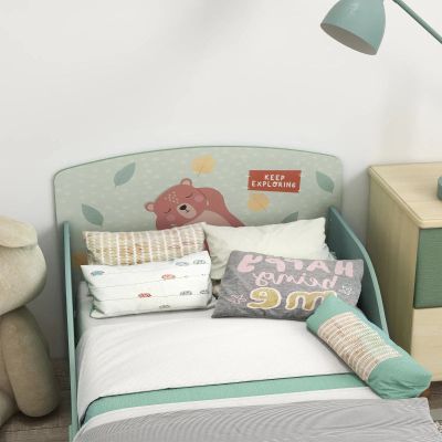 Детско Легло GINGER HOME, Защита от Падане, Дървено, Подматрачна Рамка 70х140 см, FOREST