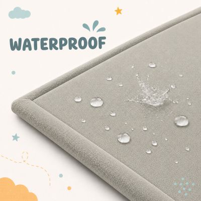 Детски Мемори Килим GINGER HOME LOLLA, 150x200 см, 3,5 см Дебелина, Кадифено Мек Водоустойчив Горен Слой, Мемори Пяна, Противохлъзгаща Основа, Сив