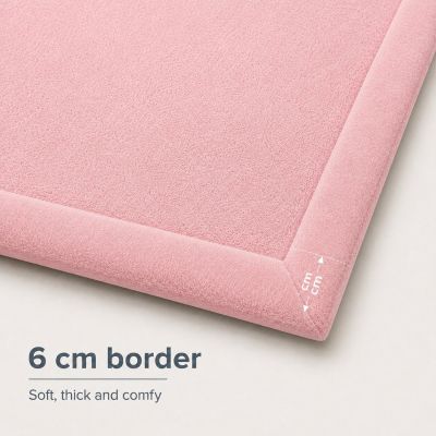 Детски Мемори Килим Ginger Home LOLLA, 150x200 См, 3,5 См Дебелина, Кадифено Мек Водоустойчив Горен Слой, Мемори Пяна, Противохлъзгаща Основа, Розов