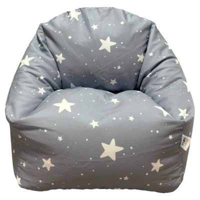 Детски Пуф Кресло GINGER HOME Little Stars, 100% Памук, Сив Барбарон Със Звезди, 55x44x55 см
