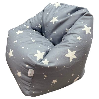 Детски Пуф Кресло GINGER HOME Little Stars, 100% Памук, Сив Барбарон Със Звезди, 55x44x55 см