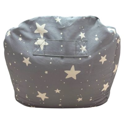 Детски Пуф Кресло GINGER HOME Little Stars, 100% Памук, Сив Барбарон Със Звезди, 55x44x55 см