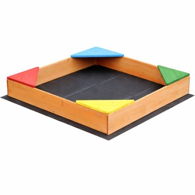 Детски дървен пясъчник GINGER HOME с 4 седалки – 90x90 см, за двор и градина
