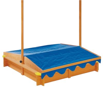 Детски пясъчник GINGER HOME, с регулируем, водоустойчив сенник-покривало anti-UV 30, дървен, 112х112 см