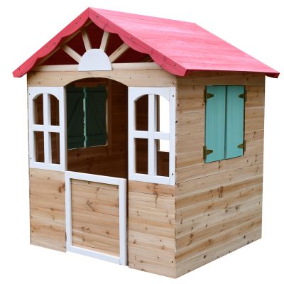 Детска дървена къщичка за игра на открито GINGER HOME – за двор и градина, 115×102×129 см