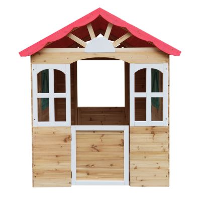 Детска дървена къщичка за игра на открито GINGER HOME – за двор и градина, 115×102×129 см