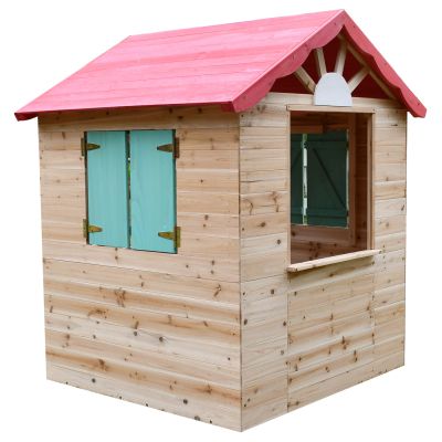 Детска дървена къщичка за игра на открито GINGER HOME – за двор и градина, 115×102×129 см
